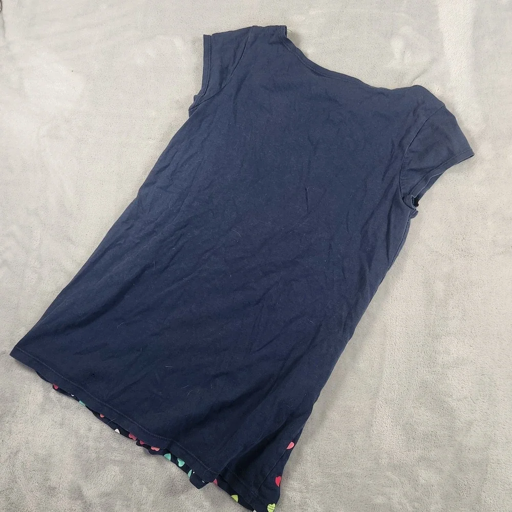 Lands End Heart print Blue Kids Dress size‎ 7/8 100% cotton knee length Classic